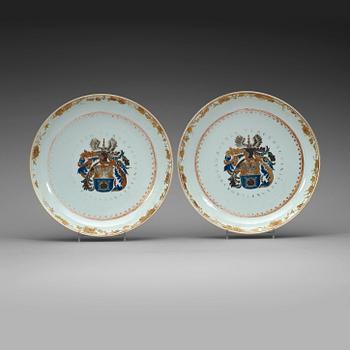 298. A pair of Dutch armorial dishes with the arms of Rehden, Qing dynasty, Qianlong (1736-95).