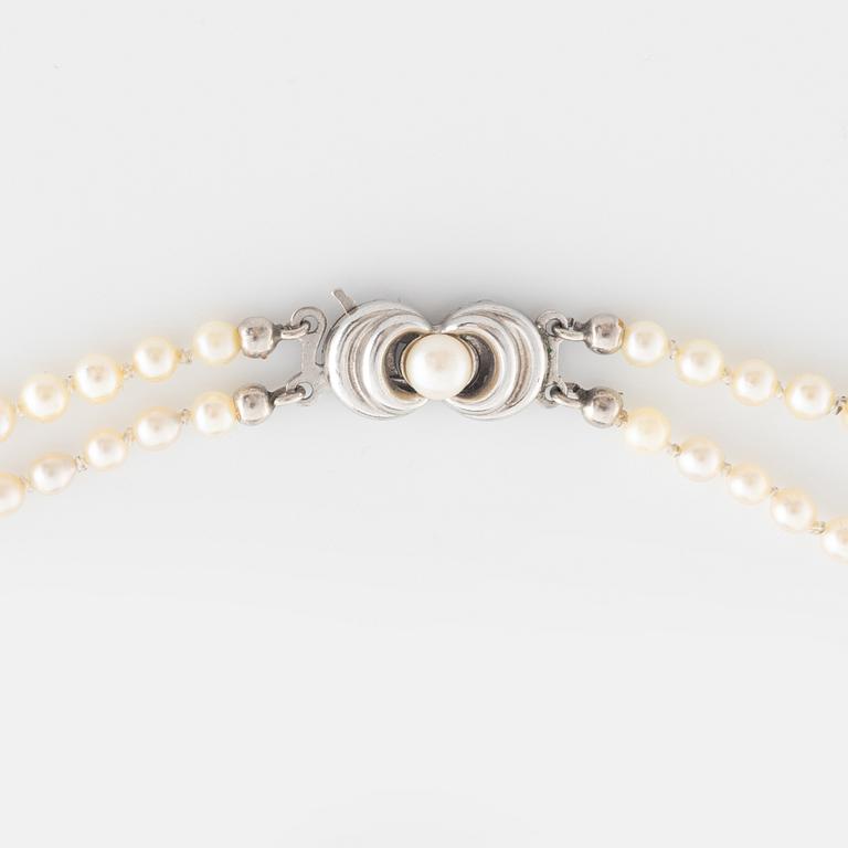 Two strand cultured pearl necklace.