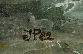 OKÄND KONSTNÄR, olja på duk, monogramsignerad JP och daterad 82.