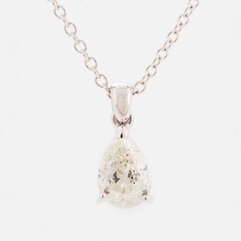 COLLIER, med droppformad diamant 1,01 ct, med GIA certifikat.