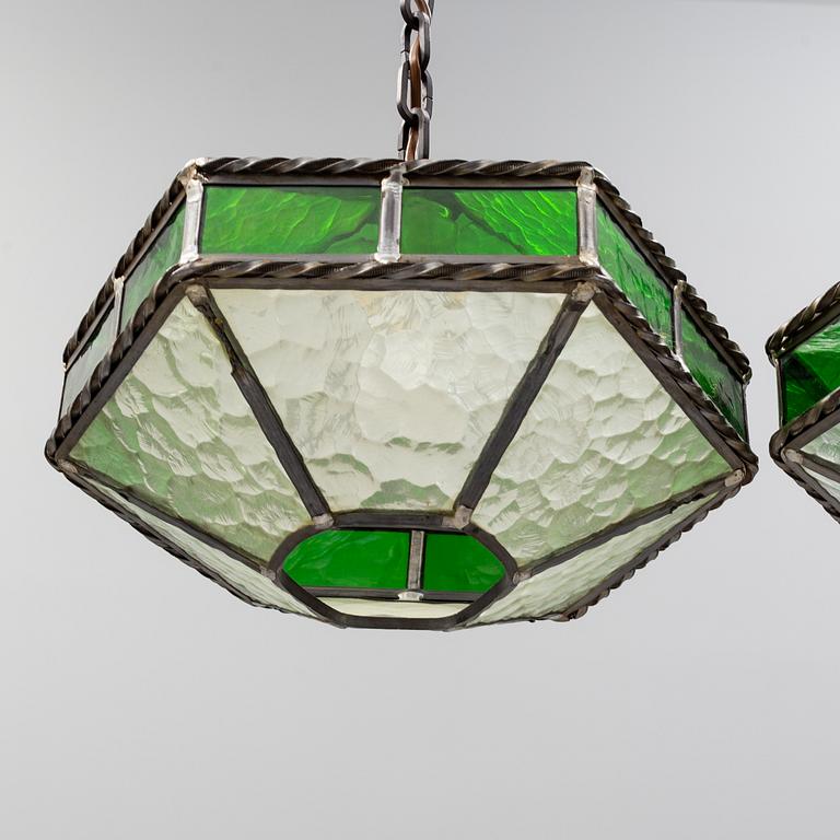 a pair of jugend ceiling lights from the early 20th century.