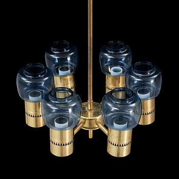 HANS-AGNE JAKOBSSON, a brass and glass ceiling light, Markaryd.