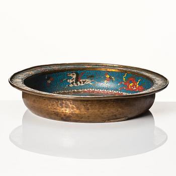 A cloisonne basin, late Ming dynasty (1368-1644).