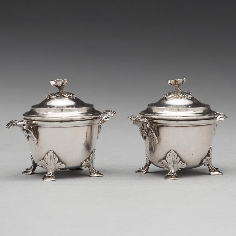 Simson Ryberg, SKÅLAR MINIATYRER, ett par, silver, Stockholm 1776, rokoko.