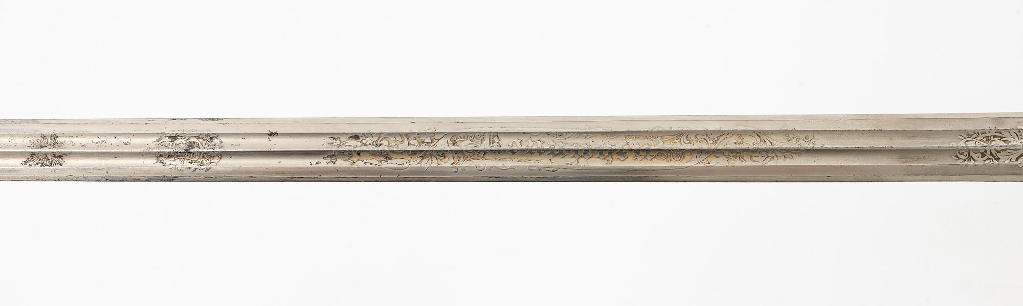 Sabel, svensk, för officer, 1800-talets andra hälft, med balja.