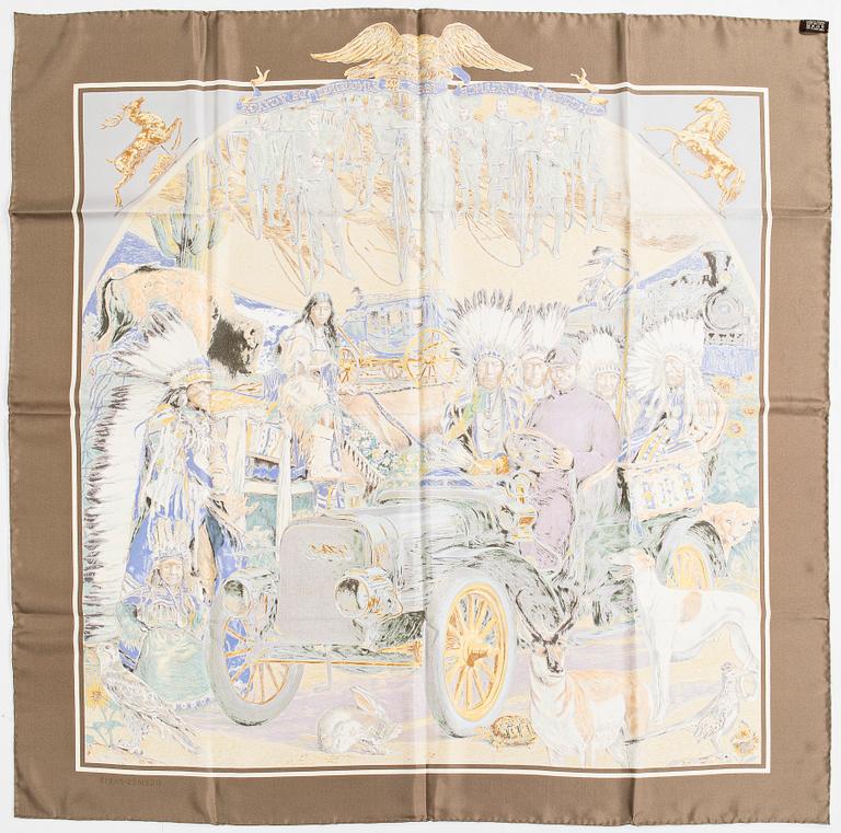 Hermès, a 'Concours d'Elegance - 1885 Limousines de Voyage' silk scarf.