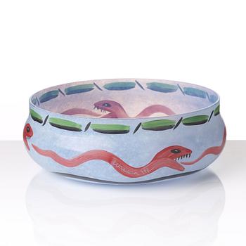 Ulrica Hydman-Vallien, a painted glass bowl, Kosta Boda, Sweden.