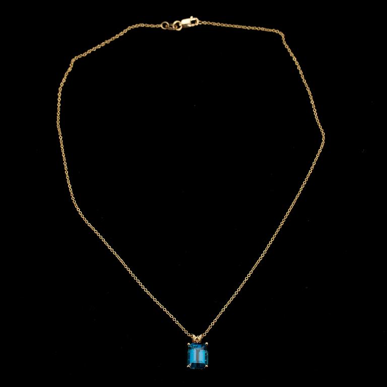 HÄNGE, guld 14K, blå topas 5,08 ct.