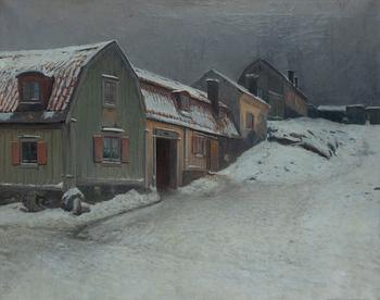 Johan Kindborg, Winter Scene from Bengt Ekehjelmsgatan, Södermalm, Stockholm.