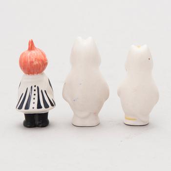 THREE MOOMIN FIGURES, ceramic, Arabia.