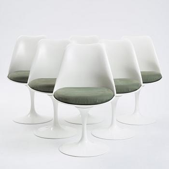 Eero Saarinen, a circular marble top table and six chairs, 'Tulip', Knoll International, probably 1960s.