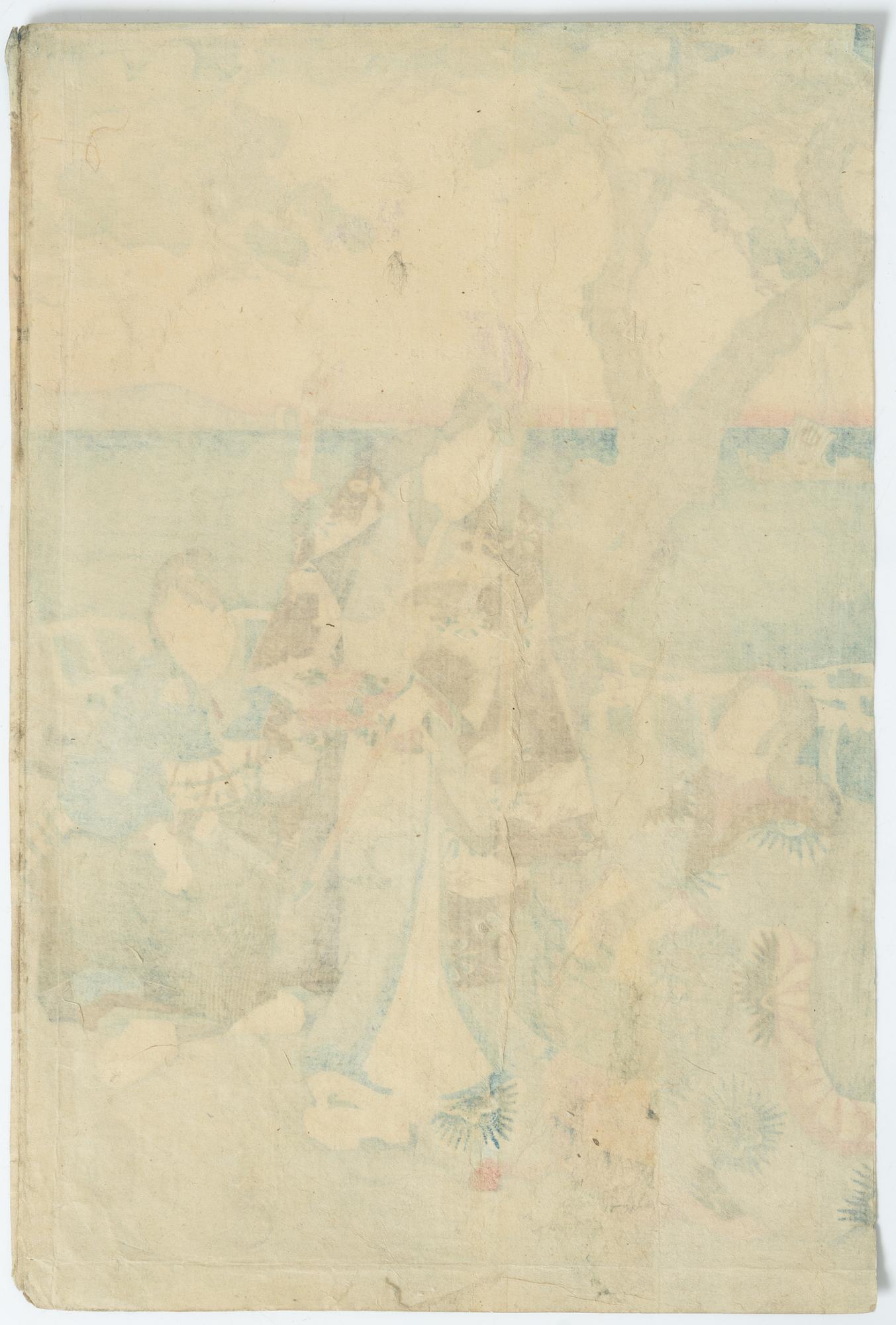 Träsnitt, fyra stycken, Japan, bland annat Ogata Gekko och Utagawa Kunisada.