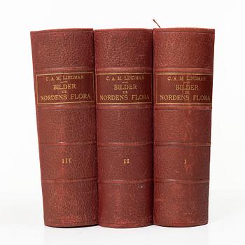 C.A.M Lindman, books, 3 volumes, "Bilder ur Nordens Flora",  Wahlström & Widstrand, 1922-1926.