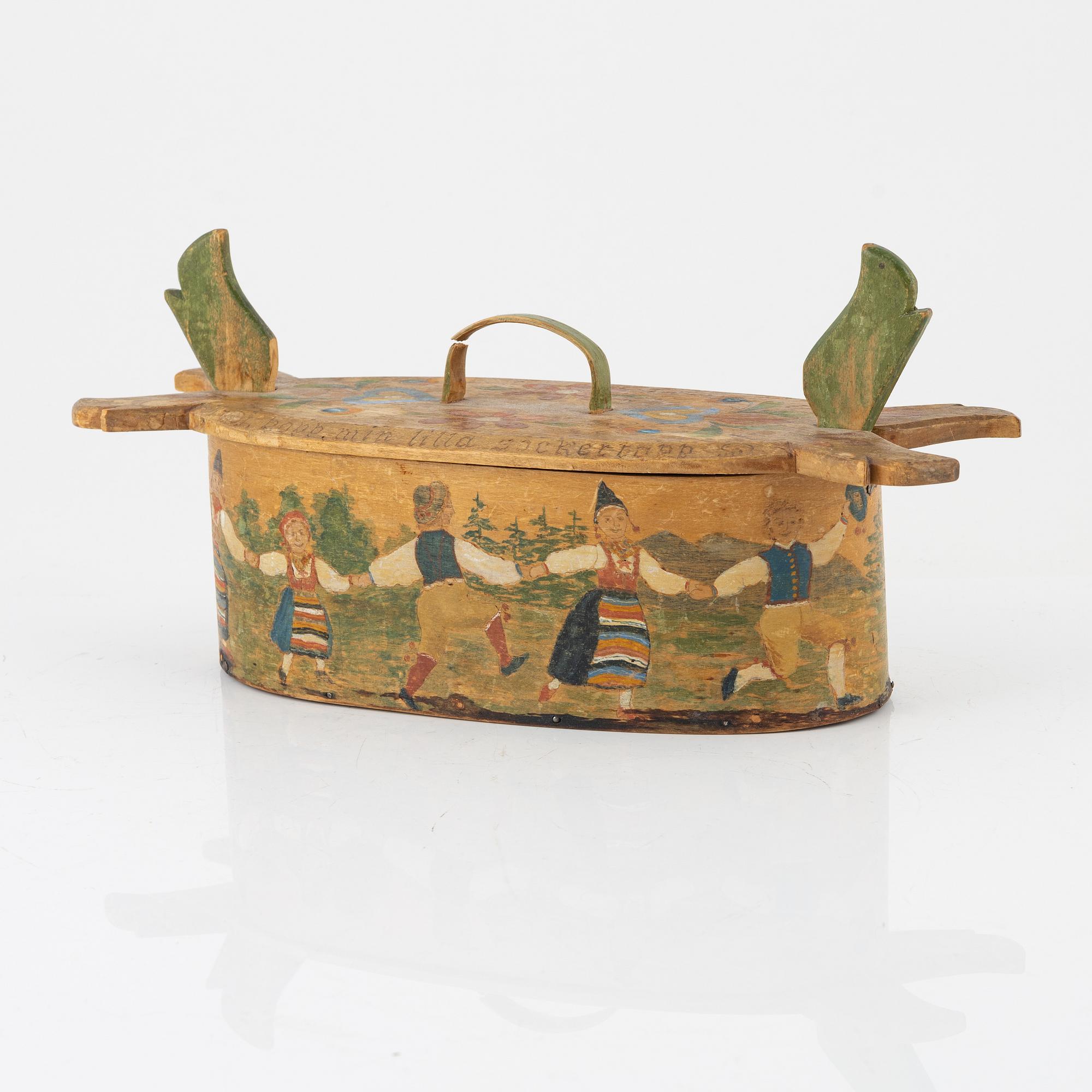 A Swedish painted box with cover, early 20th Century.