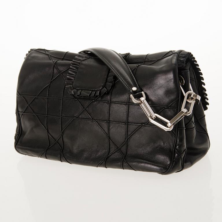 CHRISTIAN DIOR Quilted Ruffle Leather New Lock Flap Bag.