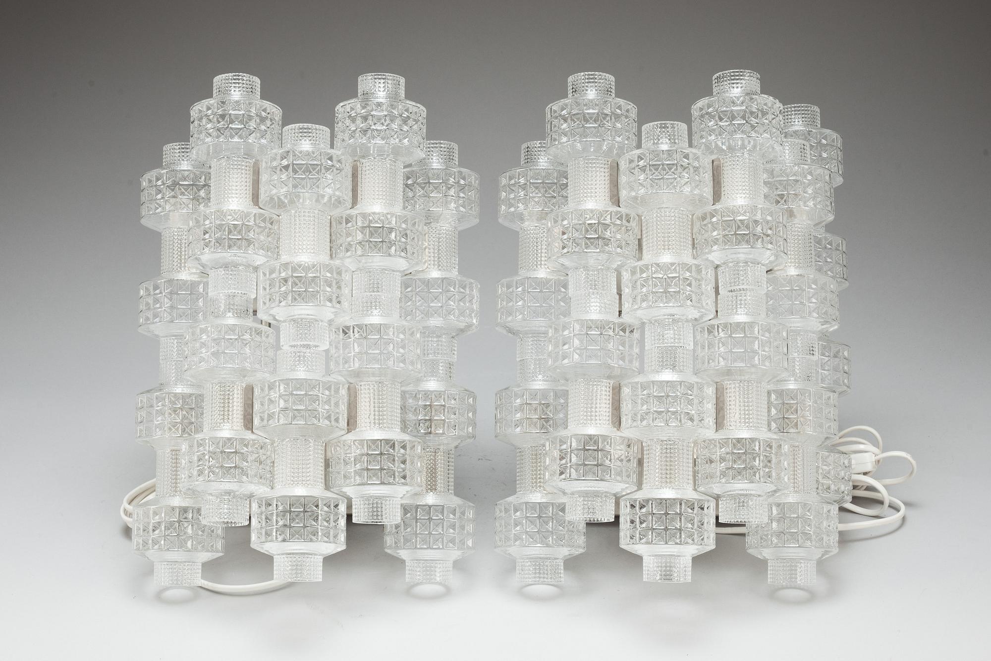 VÄGGLAMPOR, ett par, Orrefors/Fagehult.