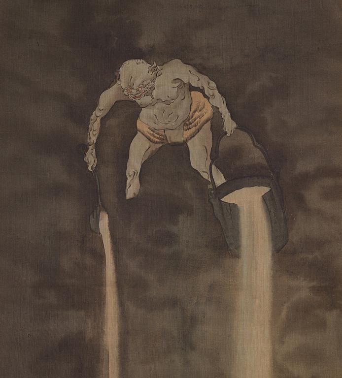 RULLMÅLNINGAR, sex stycken, tusch och färg på papper. Japan, Meiji (1868-1912).
