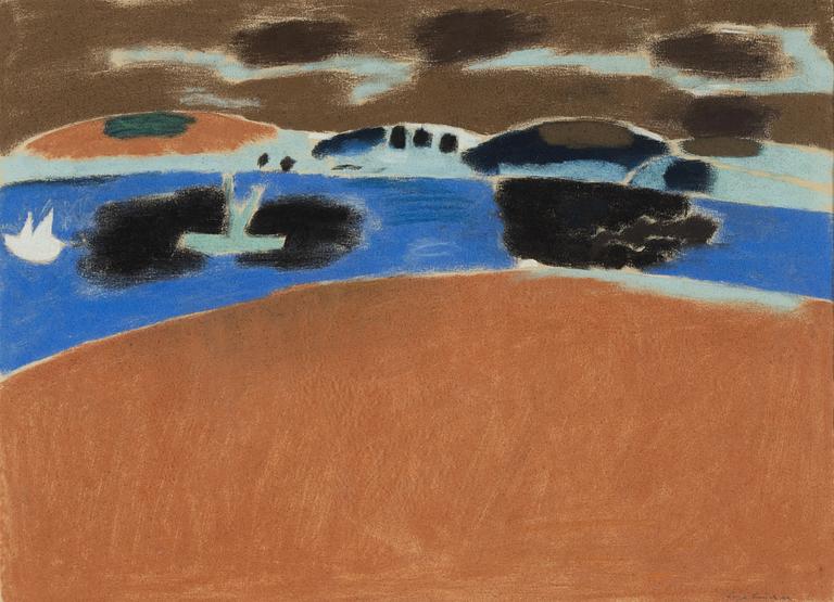 Lage Lindell, pastel on paper, signed.