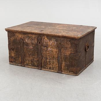 a 18th century wooden chest.