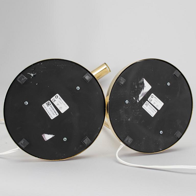A pair of brass table lamps "Puck", by Åke Hultgren for Örsjö Belysning.