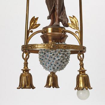 An Art Nouveau ceiling lamp, France, around 1900.