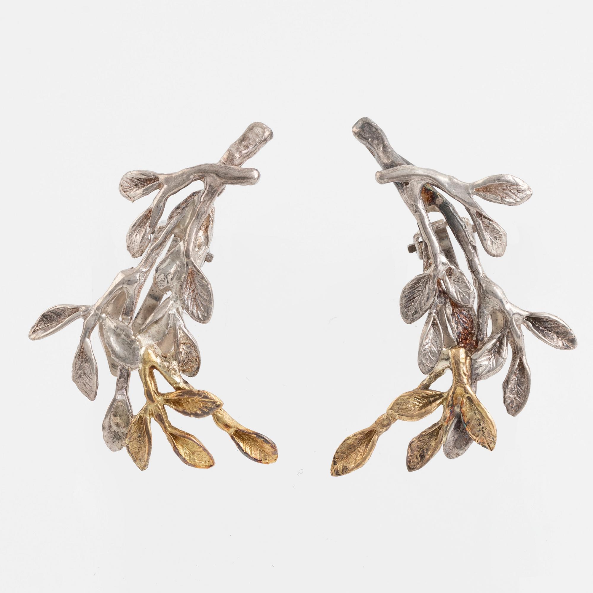 Silver leaf earrings, Etsuko Minowa,