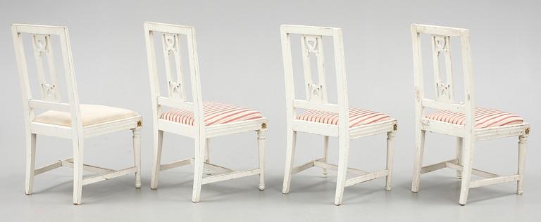 STOLAR, 2+2 stycken, gustavianska samt gustaviansk stil, 1800/1900-tal.