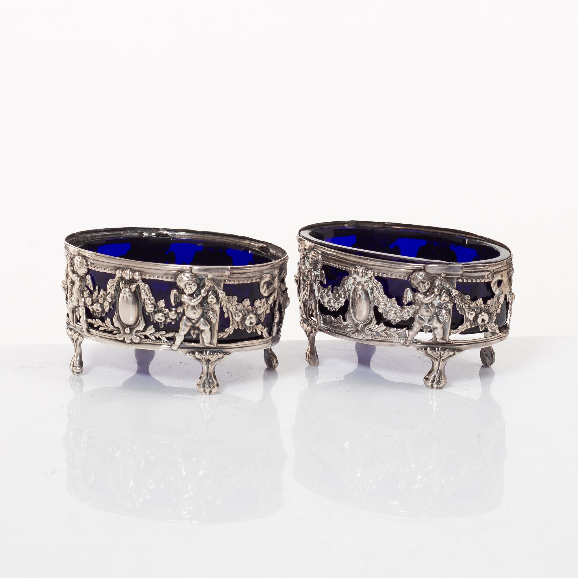 A. Louis Casse, salt cellars, a pair, silver, Paris, 1784.