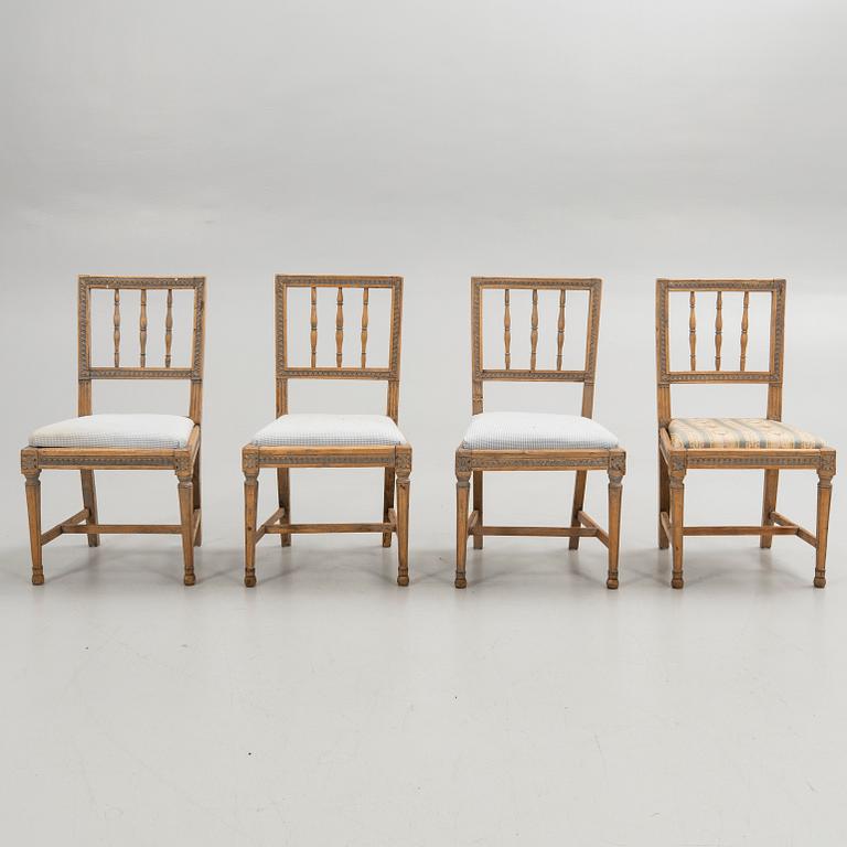 Chairs, 4 pcs, late Gustavian, 19th century.