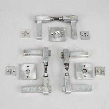 Three pairs of chrome door handles, 1930's.