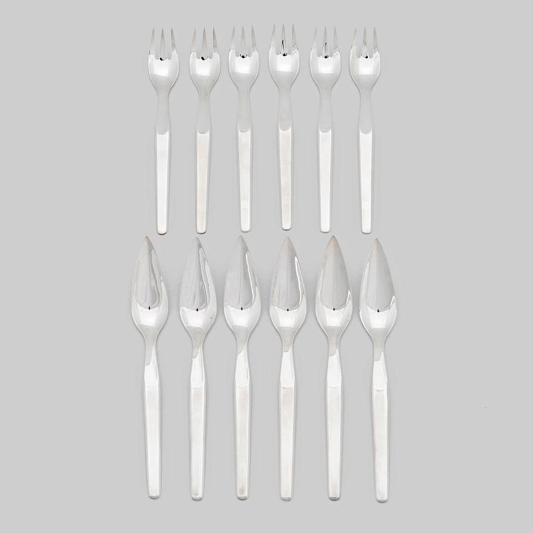 TAPIO WIRKKALA, A 12-piece set of 'Marski' sterling silver fish cutlery, Kultakeskus, Hämeenlinna, Finland 2002.