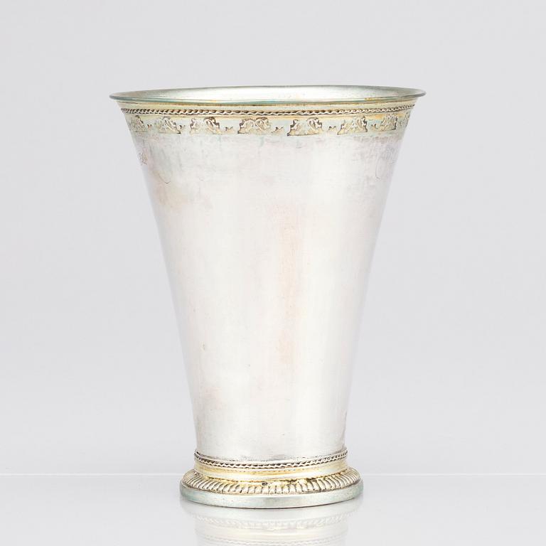 A Swedish 18th Century parcel-gilt silver beaker, maker's mark Johan Pettersson Berg, Norrköping, 1766.