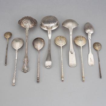 SILVERSKEDAR, 10 st, bl a Ryssland, 1800/1900-tal, tot vikt ca 391 gram.
