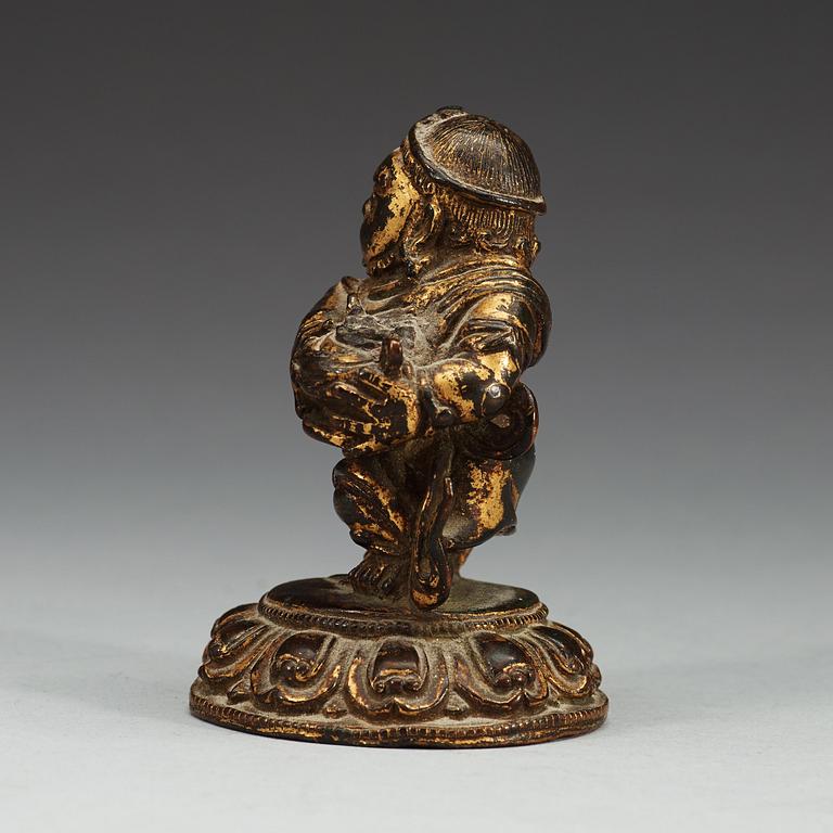 VÄKTARE, förgylld brons. Qing dynastin (1644-1912).
