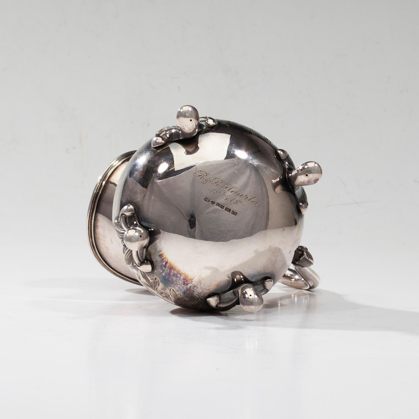 KAFFESERVIS, 3 delar, silver, Auran Kultasepät, Åbo 1915-1916. Tot. vikt ca 1290 g.