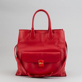 Balenciaga, red leather 'Padlock All Time Tote Bag'.