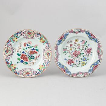A set six odd famille rose dishes, Qing dynasty, 18th Century.