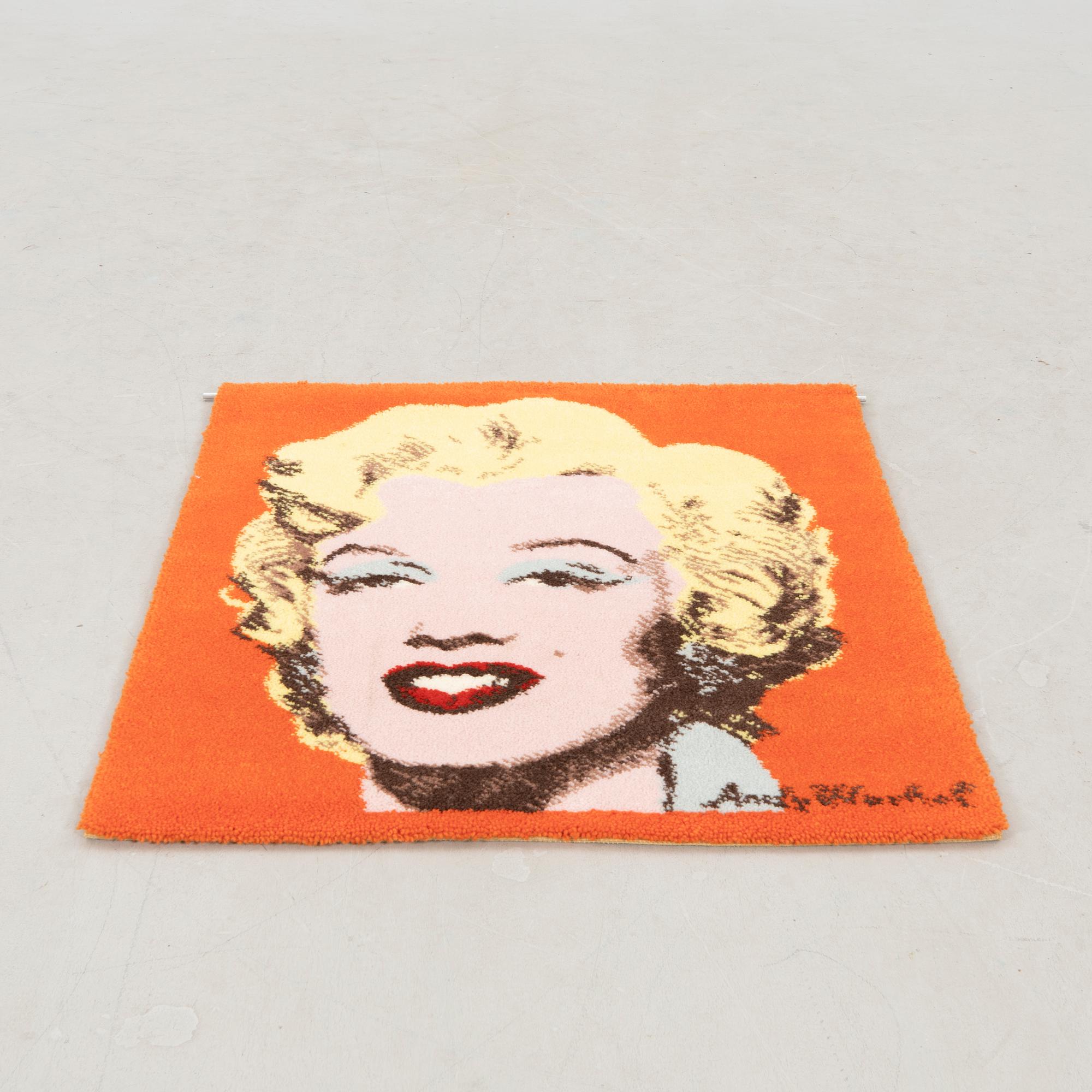 Andy Warhol efter, matta "Marilyn" maskintuftad ca 88x80 cm.