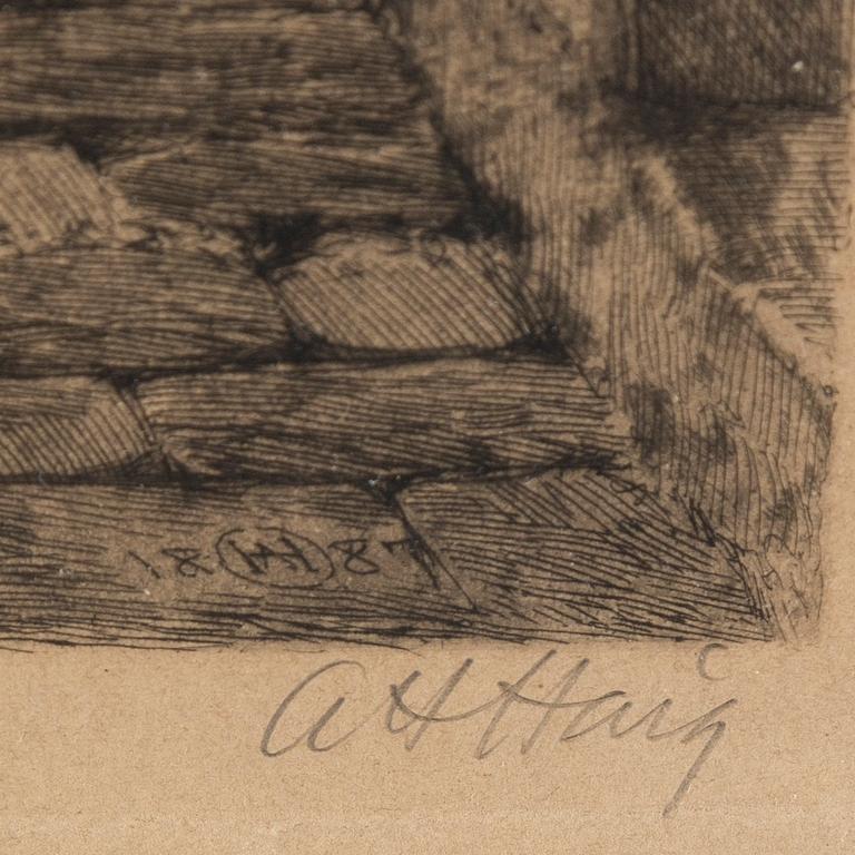 AXEL HERMAN HÄGG, Etching, 1887, signed.