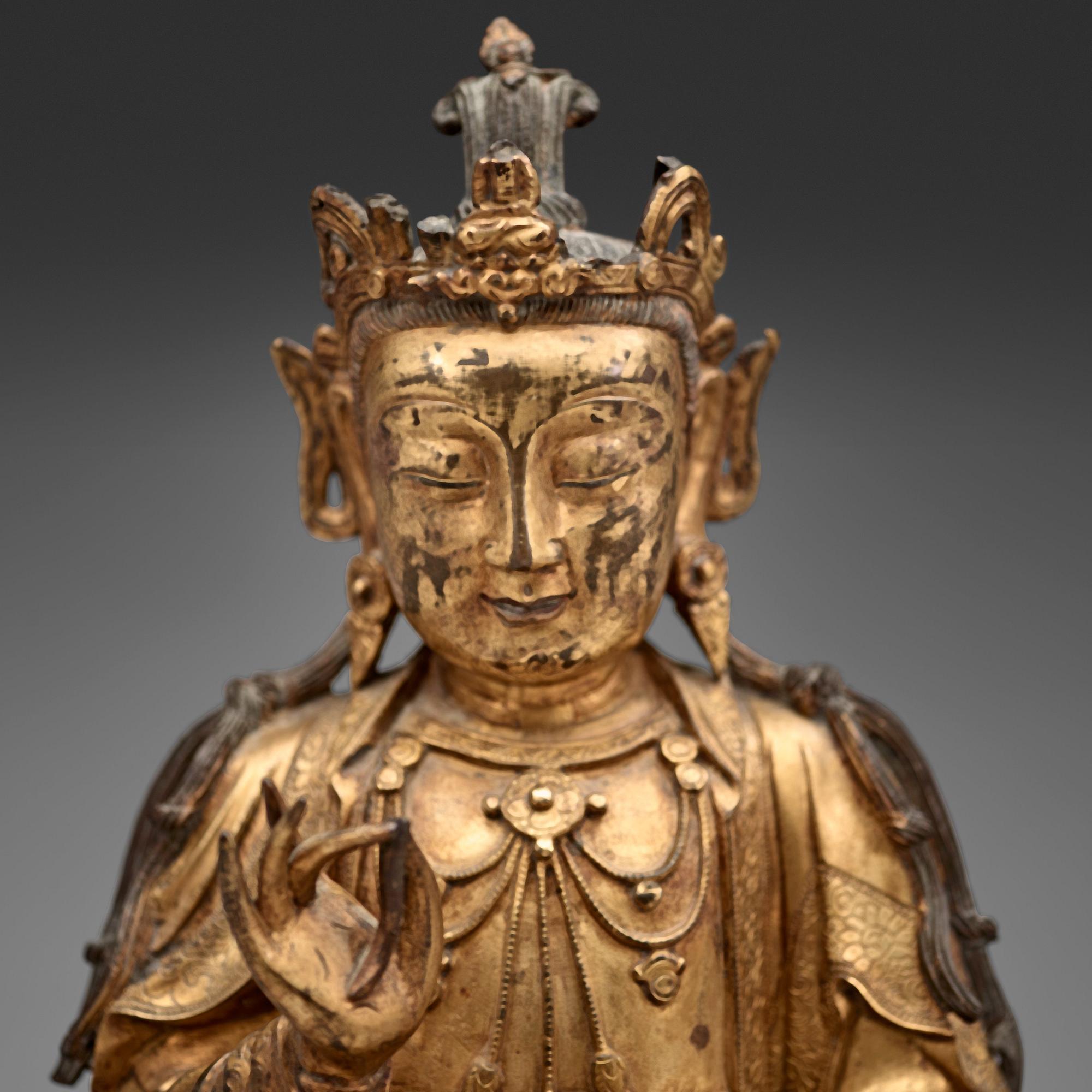 A gilt bronze figure of Guanyin, Ming dynasty (1368-1644).