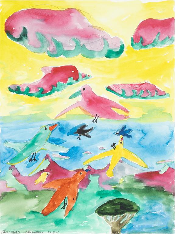 Carl Michael Lundberg, mixed media on paper and dated 26.7.10.