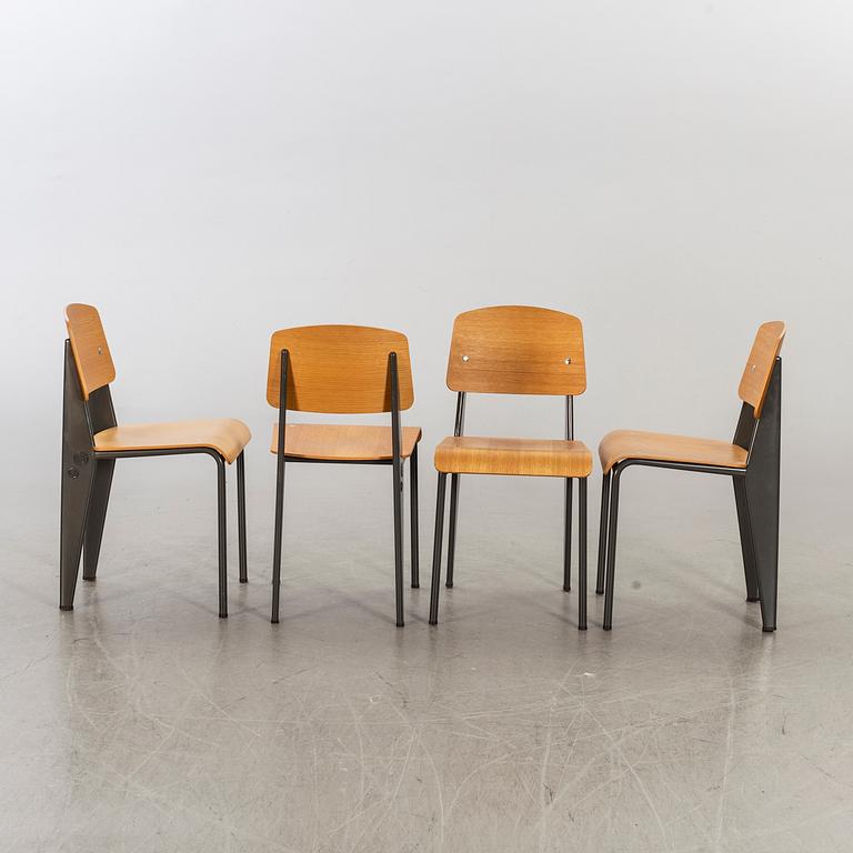 JEAN PROUVÉ, four chairs Prouvé Raw Standard, numbered and limited edition, G-Star Raw, for Vitra 2011.