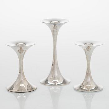 Tapio Wirkkala, ljusstakar, 3 st, silver, "Trumpetti", Kultakeskus, Tavastehus 1988-2003.