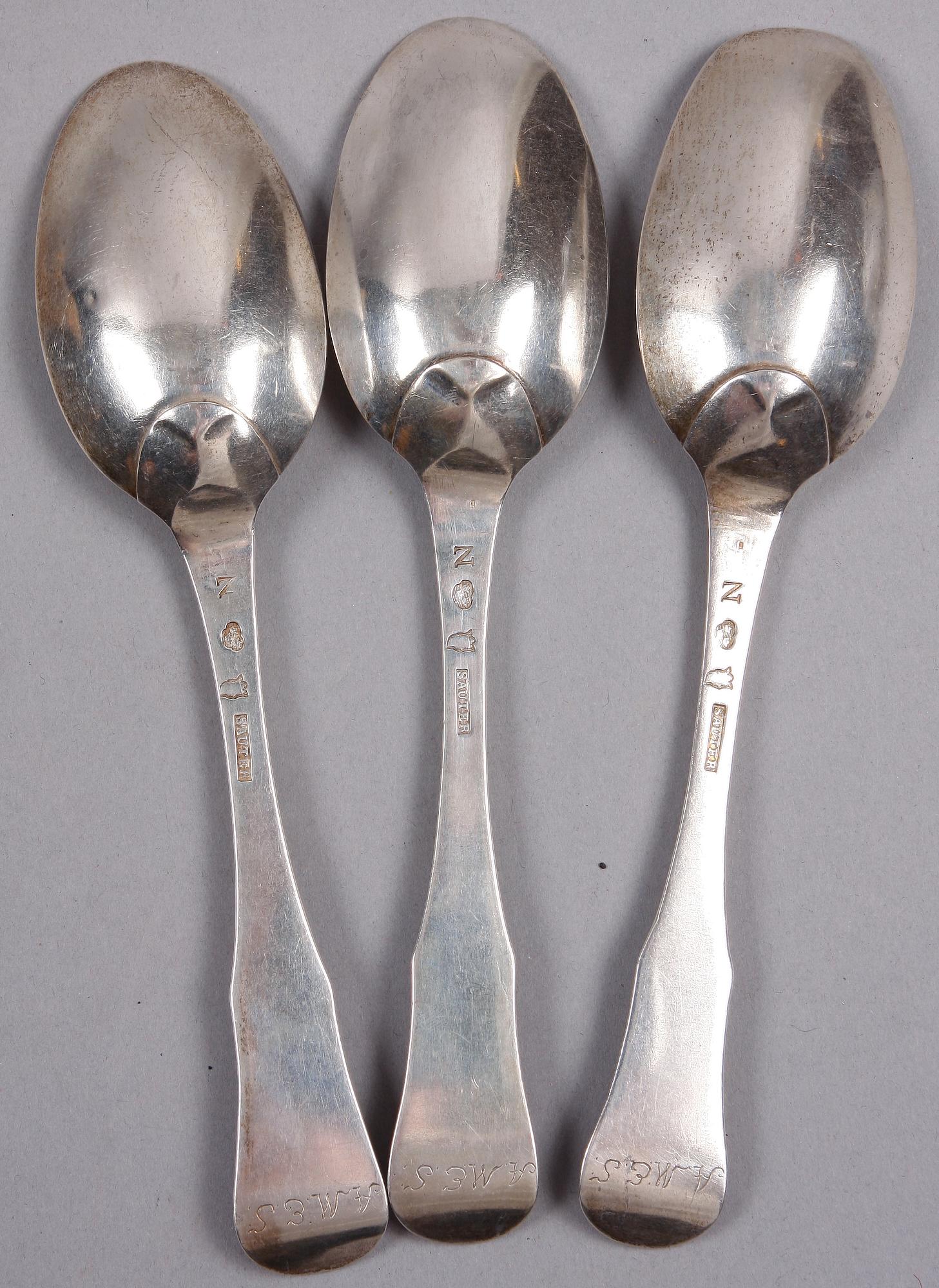 MATSKEDAR, 3 st, silver, Isak Sauter, Stockholm, verksam 1744-1779.
