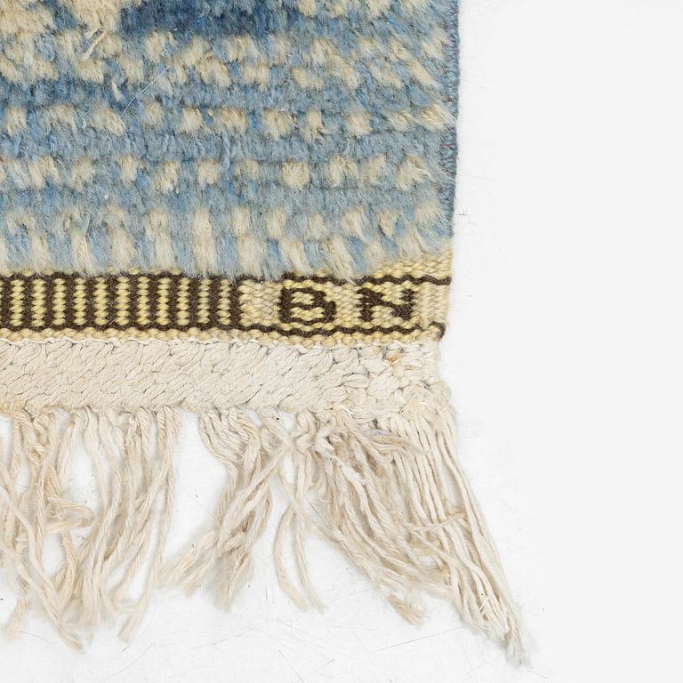 Barbro Nilsson, a carpet, 'Violetta blå', knotted pile, c. 217 x 150 cm, signed AB MMF BN.