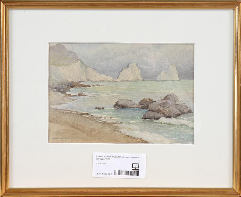 ERWIN HUBERT, akvarell, sign och dat 1912.