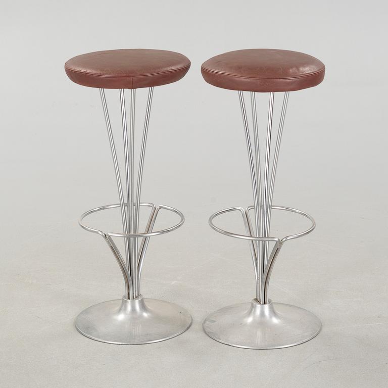 A pir of "FL 9511" bar stools, designed by Piet Hein for fritz Hansen, 20th century.