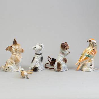 OZONLAMPOR, fyra stycken, porslin. Danmark, omkring 1900-talets mitt.