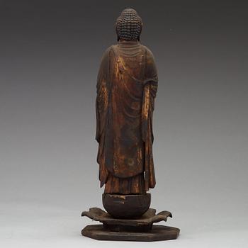 A wooden Japanese figure of Amida Buddha, Edo period, 19th Century.