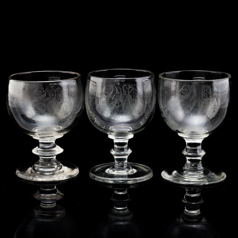 VINGLAS, sex stycken, 1800-tal.